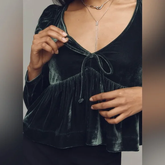 Maeve Velvet Babydoll Top - Picture 4 of 12